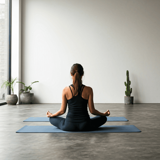 People practicing meditation in a bright minimal studio space